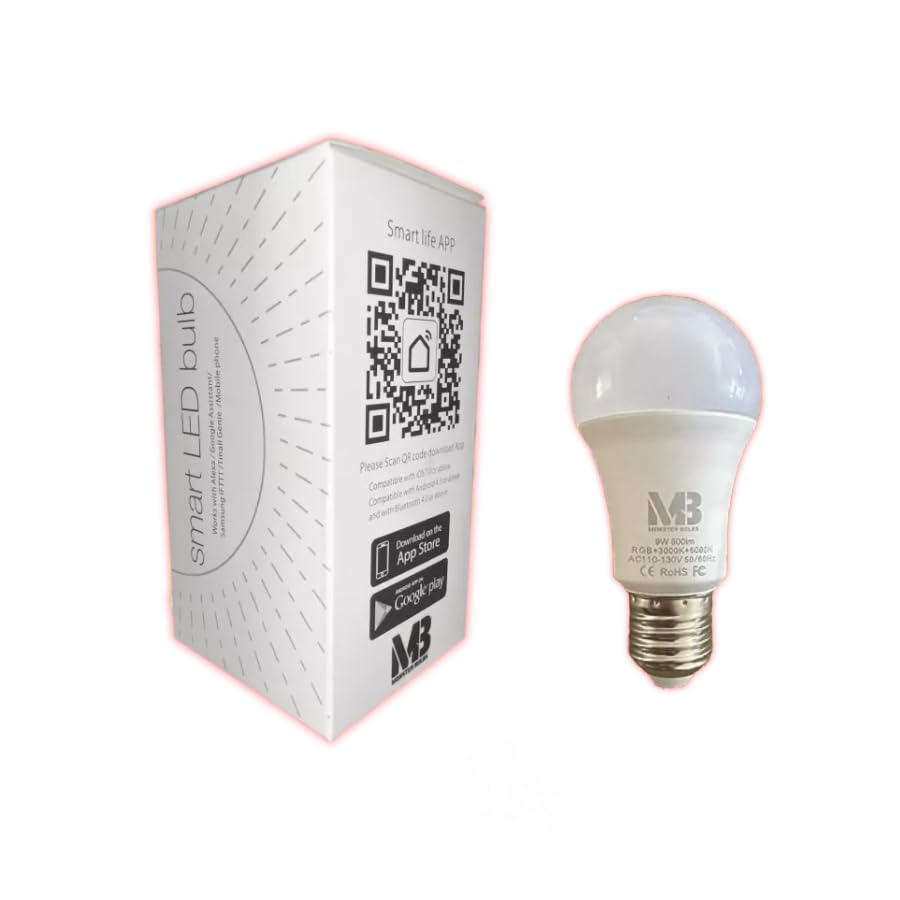 Smart Light Bulbs, Full Color Changing, Dimmable Smart 9W Bright Light Bulbs, No Hub Required, Compatible with Alexa and Google Assistant