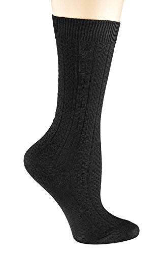 Black Socks for Girls, Cable Knit Knee Socks Set of 3