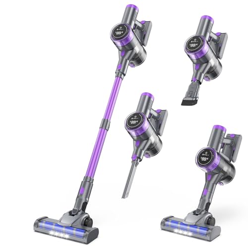 Image of Zerinax Cordless Vacuum Cleaner, 450W 45KPa Powerful Suction Stick Vacuum, Up to 50-Min Runtime, Self-Standing Pet Hair Cleaner for Home, Hard Floor & Carpet with Anti-Tangle Brush, Brushless Motor