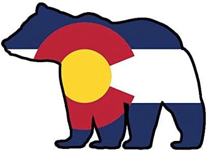 Colorado State Shaped Bear Flag Sticker Decal Vinyl Outdoors Wilderness CO 5" Bumper Locker Laptop Window - Sticks to Any Surface