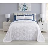 BrylaneHome Wedding Ring Chenille Bedspread - Queen, White