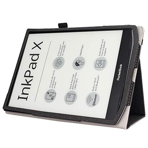 KuRoKo Premium PU Leather Case Cover with Hand Strap, Pen Holder for Pocketbook e-Book Reader InkPad X 10.3inch