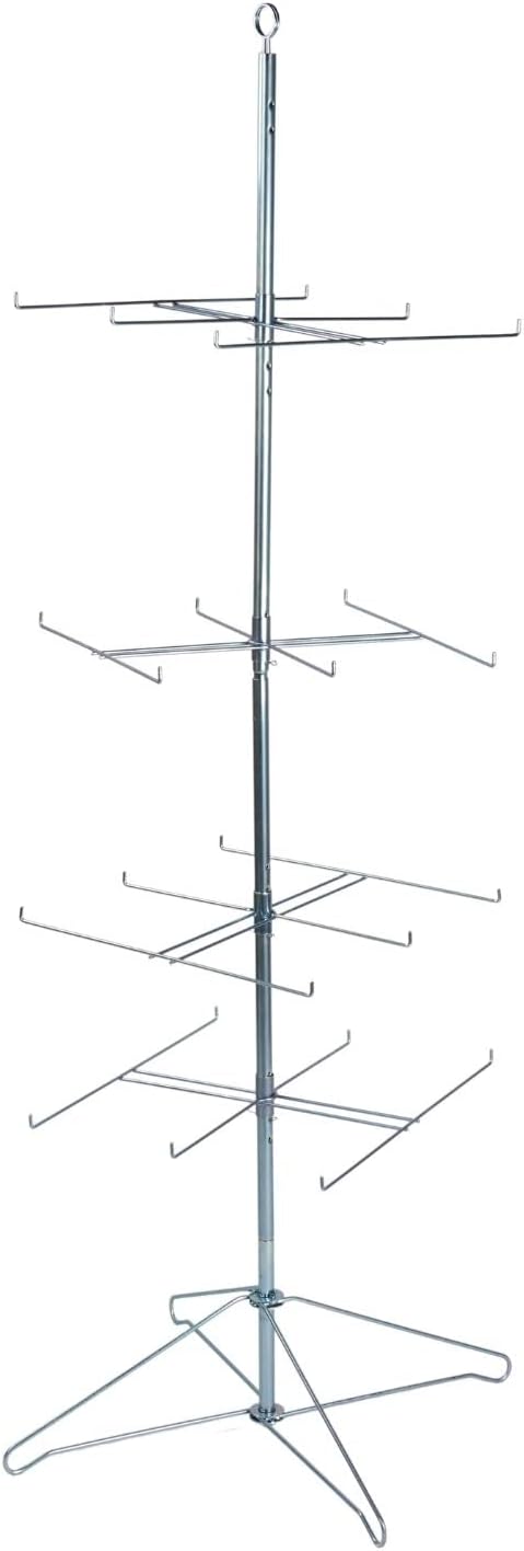 SSWBasics 4-Tier Chrome Wire Spinner Rack (4 Tiers - Space 12” Apart) - Rotating Jewelry Display Organizer - Floor Spinner Rack - Perfect for Food Items and Fashion Accessories