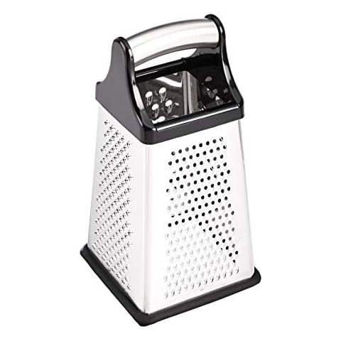 Amazon Basics - Rallador de acero inoxidable de 4 caras con contenedor Cover