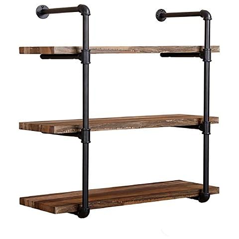 Jolitac Industrial Pipe Shelf Home Storage Hung Bracket, Wall Mount Black Retro Iron Pipe Floating Shelves Rack, DIY Shelving Bracket Supports for Bookshelf & Bookcase (3Tier x2, No Planks) Cover