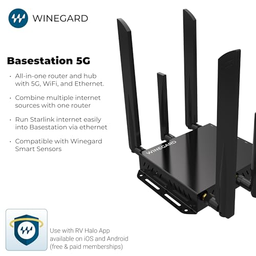 Image of Winegard Basestation 5G BS‑5G01 Indoor 5G Router Smart Hub - High‑Speed Dual Band WiFi Ethernet Starlink Compatible - Multi‑Carrier RV Connectivity - GPS Sensor Control