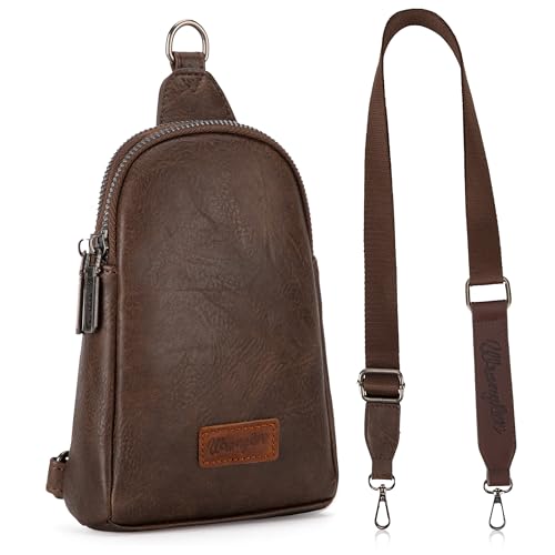 Image of Wrangler Small Sling Bag for Women, Leather Crossbody Bags Cross Body Purse Fanny Packs with Adjustable Strap for Gift