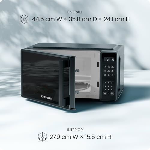 Chefman 20L Countertop Microwave Oven, 10 Power Levels 700W, 3 Cooking Presets with One-Touch Express Cook, Child Safety Lock, & Mute Button - Black - Image 7