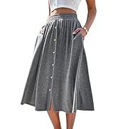 SOFIA'S CHOICE Skirts for Women Midi Length A Line Swing Flowy Skirt with Pockets