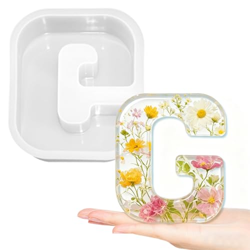 4 Inch Large Letter Molds for Resin, Alphabet Silicone Letter Mold A to Z Thick Epoxy Casting Letter Mould, G Letter Silicone Candle Mold for Resin Candle Craft Making (Alphabet G)