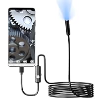 Retoo Endoskopkamera mit Licht Inspektionskamera IP67 wasserdichte HD Handy Endoskop mit Micro-USB und Typ-C Rohrkamera mit Halbsteife Kabel Haken Magnet und Spiegel 8 LED Leuchten für Android