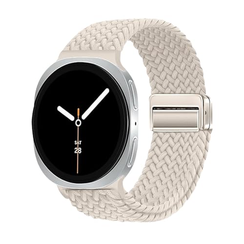 Image of Magnetic Braided Band for Samsung Galaxy Watch 9 8 40mm 44mm, Galaxy Watch8 Classic 46mm, One Click No Gap Elastic Stretchy Nylon Fabric Sport Strap for Women Men (Star Light)