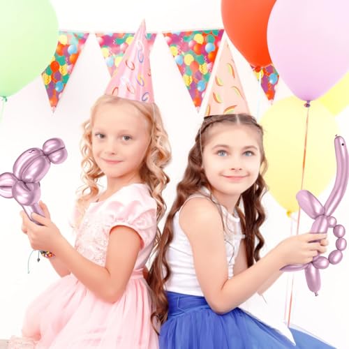 Image of LXZFCRG 260 Long Balloons, Shiny Metallic Latex Twisting Balloon for Balloon Animals, Magic Balloons for Birthdays Wedding Party Decorations 100pcs (Metallic Pink)