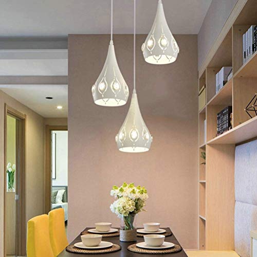 Petit lustre cristal et fer blanc moderne pour bar et restaurant chic