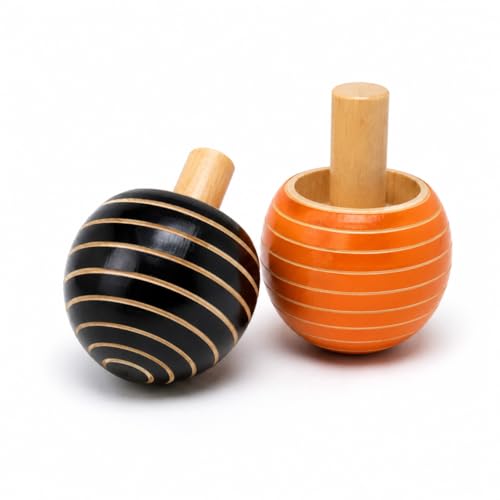 Image of Handmade Wooden Spinning Top, Classic Traditional Toy, Natural Wood, Montessori Educational Desk Fidget Toy for Kids