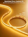 Smart Plug-in Dual Motion Sensor COB LED Strip Light for Under Bed, Under Cabinet, Hallway, Closet, 19.6ft APP Control, 3000K Warm White