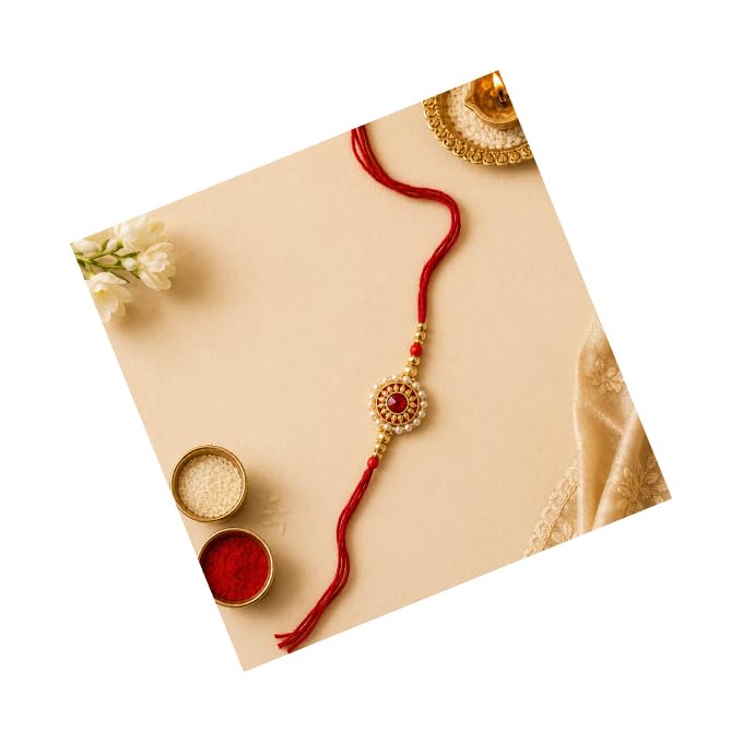 Rakhi for Brother with Coaster, Kumkum & Chawal | Traditional Beaded Thread Rakhi with Royal Kalai Thread | Raksha Bandhan Gift Hamper-image-37