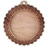 Zerodis Bandeja Base de Collar Colgante de Madera, Ajuste de Cabujón Redondo, 5 Piezas, Encanto de Llavero de Cordón en Blanco