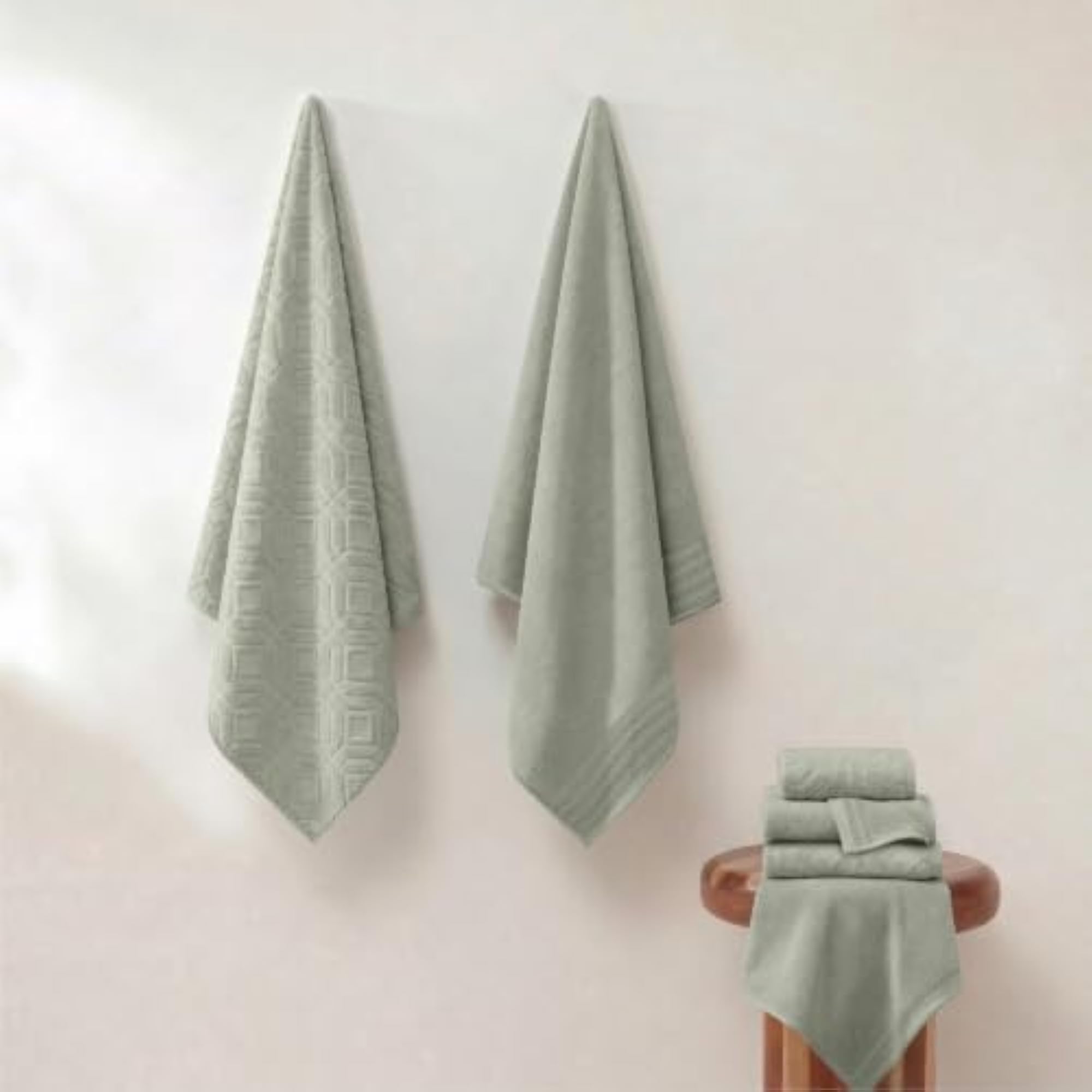 6-Piece Yarn Dyed Diamond Gate Towel Set, Seafoam