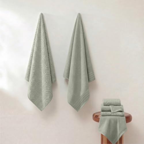 Amrapur Overseas 6-Piece Yarn Dyed Diamond Gate Jacquard Towel Set, Seafoam – Ansicht 6