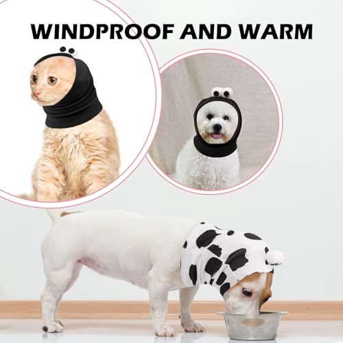 Image of SAWMONG Cute Dog Calming Hoodie Ear Head Covers for Noise Fireworks,No Shake Ear Wraps for Anxiety Relief,Dog Ear Muffs Hematoma Pet Grooming and Force Drying,Black,M