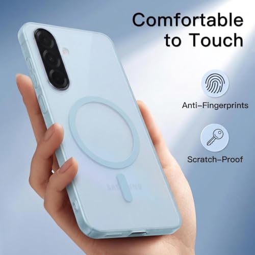 Image of DIZORO Matte Case for Samsung Galaxy A36 Compatible with MagSafe, Camera Lens Full Protection, Shockproof Translucent Frosted TPU Soft Phone Cover, Anti-Fingerprint (Blue)