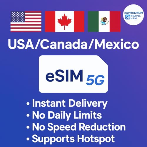 eSIM Mexique Canada USA connexion internet immédiate sans changer de puce 20Go 30 jours