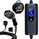 VORSPRUNG® Portable EV Charger Type 2 with 8 Metre 8M Controllable Digital Screen (UK Plug 3 pin), Electric Vehicle Portable Charging Cable Type 2 (type 2 female), 8/10/13A FREE Carry Case (8M)