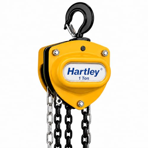 Image of Hartley 1 Ton Chain Pulley Block, 3 Meter Lift, 6 mm Load Chain | Single Fall Manual Chain Hoist | Heavy Duty Alloy Steel Hooks | Material Handling Equipment | Ideal for warehouses, factories, construction sites, and maintenance. Perfect for machinery installation and moving cargo.