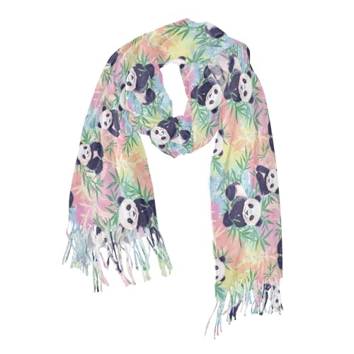 JHKKU Women's Panda Scarf Pashmina Feel Shawls Wraps Fall Winter Warm Large Scarves Fashion Tassel Long Scarf