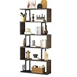 SIMPLE ESPACIO Librero Organizador en S con 6 Niveles - Estante para Sala de Madera y Hierro, Diseño Abierto Minimalista...