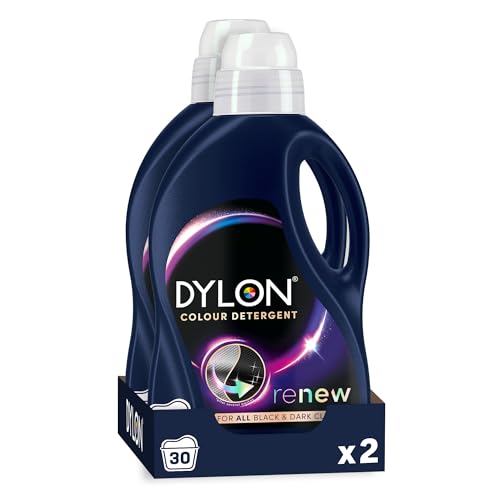 Dylon Black and Dark Caps Pack of 2 (30 Wash Loads) in total 60 Wash Load, Liquid Laundry Detergent for all Coloured Clothes, Colour Washing Detergent to Revitalise Colours and renew in every wash