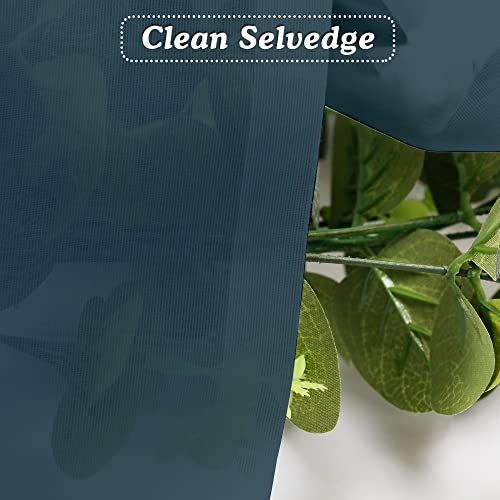 Image of OVZME Dusty Blue Sheer Curtains 63 inch Length 2 Panels Set for Kitchen Decor, Elegant Light Filtering Airy Semi Voile Window Treatments, Each is 42W x 63L
