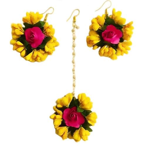 VCULTURE Beautiful Flower Maang Tikka with Earrings set for Wedding Haldi ceremony Function Baby Shower Mehandi for Women Pink Pack of 3 (B0CXPJPLPC) Amazon Price History, Amazon Price Tracker