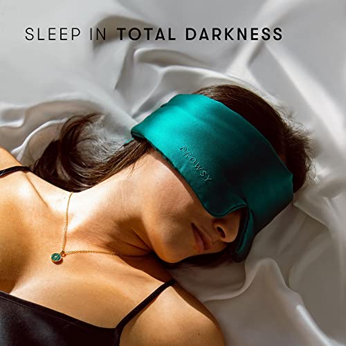 Drowsy Silk Sleep Mask. Face-Hugging, Padded Silk Cocoon For Luxury Sleep In Total Darkness. (Green Sapphire) #TOP2