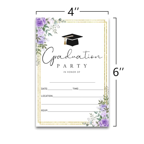 FujLoy 20 Cards with Envelopes, graduation party invitations 2026, 2026 College, High School, University Grad Celebration.（BT2） (Purple 081)