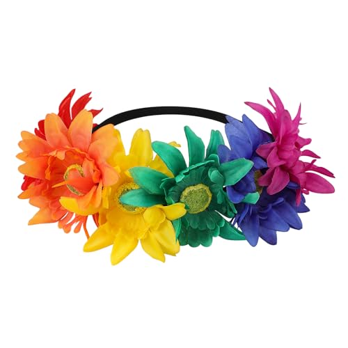 Rainbow Headband, Pride Outfits Rainbow Accessories Lgbt Gay Pride Decorations Flower Crown Pride Party Favors for Women Girls Festival