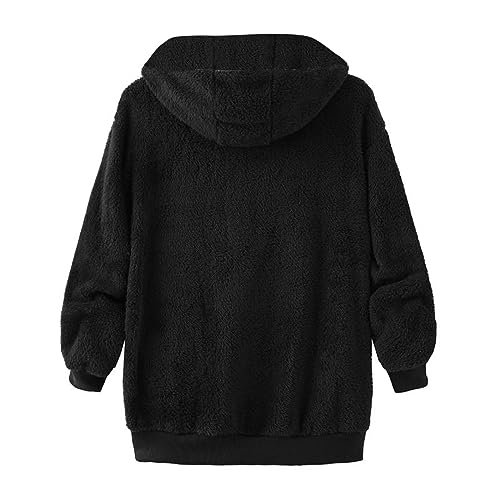 Bidobibo Fuzzy Fleece Jackets for Women 2025 Winter Warm Faux Fur Coats Plus Size Sherpa Zip Up Jacket Hoodies with Pockets3