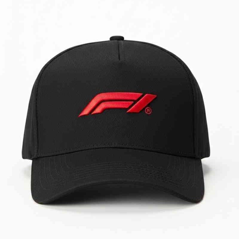 Image of Formula 1 (F1) Classic Baseball Cap, Black with Red Embroidered Logo, Adjustable Fit