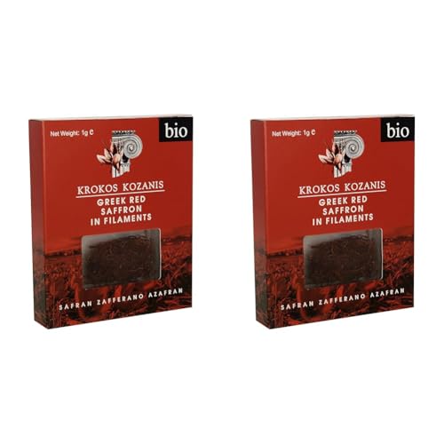 Krokos Kozanis Organic Greek PDO Saffron Filaments, 1g (Pack of 2)