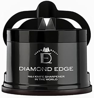 Diamond Edge No.1 Knife Sharpener in The World - Lifetime Use for Any Knife from Chef's, Utility to Steel Pocket Knives - Professional Safe Manual Sharpening Tool, Midnight Black