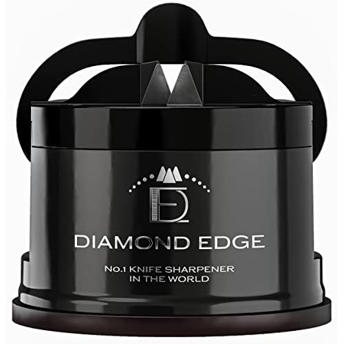 Diamond Edge No.1 Knife Sharpener – Safe & Compact Manual Knife Sharpener for Any Knife – Knives Sharpener Suitable for Serrated & Outdoor Blades – Professional Quality, Black