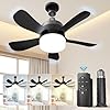 Eonini 2-in-1 Socket Fan Light with Remote, Small Ceiling Fans with Lights, 3 Colors Dimmable LED Light Bulb Fan, 1000LM, Easy Install Screw-in E26 Base for Bedroom Kitchen Garage Living Room