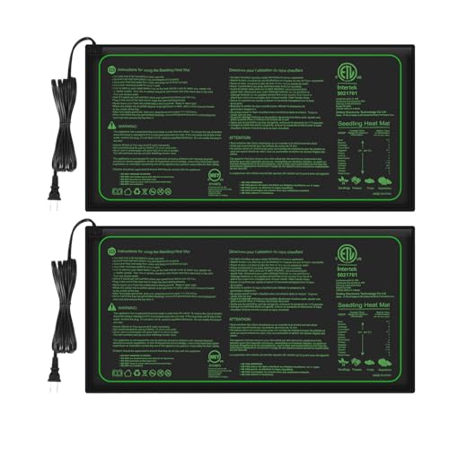 2PK Seedling Heat Mat with ETL Listed,Warm Hydroponic Heating Pad for Seed Starting,Indoor Gardening,Brewing and Greenhouses,Durable Waterproof Black Plant Heat Mat Works with 20"x10" Gardening Tray by Ruyyi - Used condition - US$15.18