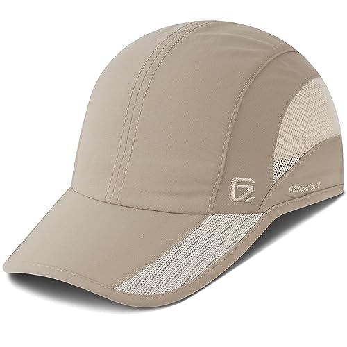 GADIEMKENSD Quick Dry Sports Hat Lightweight Breathable Soft Outdoor Run cap Khaki