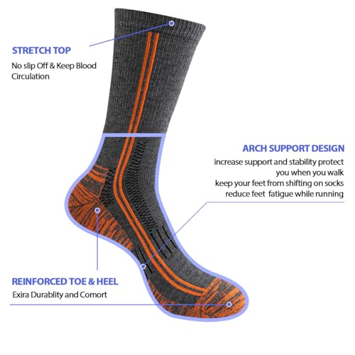 JOYNÉE 6 Pairs Mens Lightweight Crew Work Athletic Long Calf Cushioned High Boot Socks for Sports Running Hiking4