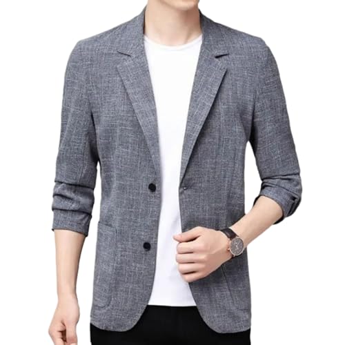 Summer Men Thin Coat Men Autumn Linen Solid Color Casual Suit Jacket Korean Slim Fit Formal Business Blazers