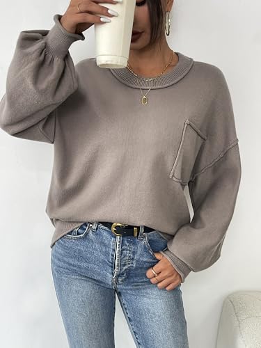 Image of Zeagoo Sweaters for Women 2025 Trendy Fall Fashion Oversized Lantern Long Sleeve Knitted Pullover Tops Outfits