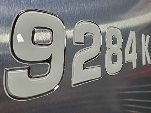 Boat & Jetski Registration Numbers - Domed/Raised Decal (16 pcs) White Center/Chrome Outline (Wake Series)