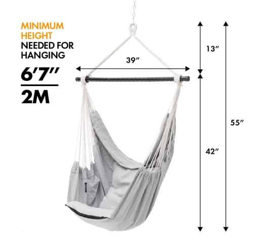 Unipride Hammock Chair Swing (Heavy Duty) Stylish For Indoor & Outdoor - Full Hanging Hardware & Pillows Included I Beautiful For Porch & Patio I Fun For Kids And Adults #TOP7